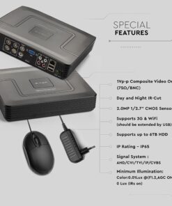 Καταγραφικό κάμερας 4 καναλιών 1080N HD Υβριδική ασφάλεια 5-σε-1 με AHD/CVI/TVI/IP/CVBS V-TAC – 8476