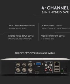 Καταγραφικό κάμερας 4 καναλιών 1080N HD Υβριδική ασφάλεια 5-σε-1 με AHD/CVI/TVI/IP/CVBS V-TAC – 8476