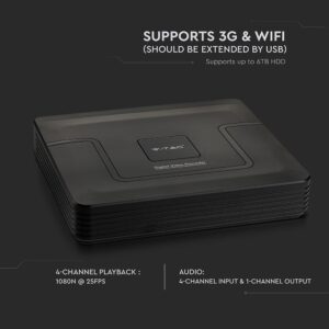 Καταγραφικό κάμερας 4 καναλιών 1080N HD Υβριδική ασφάλεια 5-σε-1 με AHD/CVI/TVI/IP/CVBS V-TAC – 8476