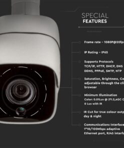 1080P IP Κάμερα εσωτερικού/εξωτερικού χώρου 2MP λευκή IP65 V-TAC – 8478