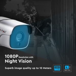 1080P IP Κάμερα εσωτερικού/εξωτερικού χώρου 2MP λευκή IP65 V-TAC – 8478