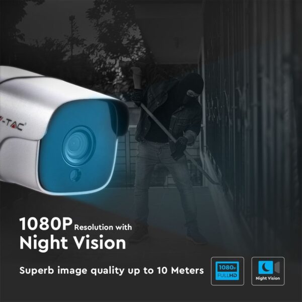 1080P IP Κάμερα εσωτερικού/εξωτερικού χώρου 2MP λευκή IP65 V-TAC – 8478