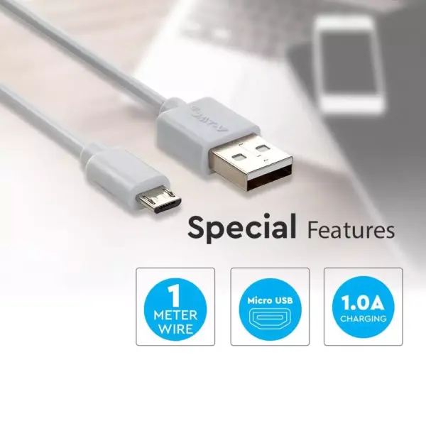 Καλώδιο Micro USB λευκό 1m Pearl Series V-TAC – 8480