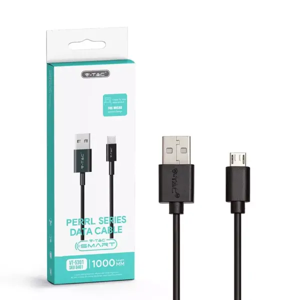 Καλώδιο Micro USB μαύρο 1m Pearl Series V-TAC – 8481