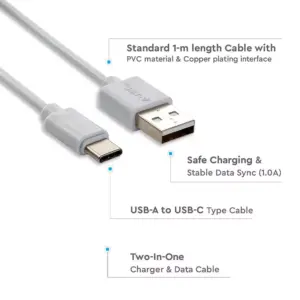 Καλώδιο USB Type C λευκό 1m Pearl Series V-TAC – 8482