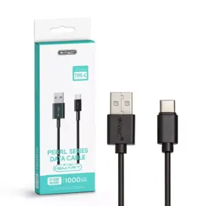 Καλώδιο USB Type C μαύρο 1m Pearl Series V-TAC – 8483