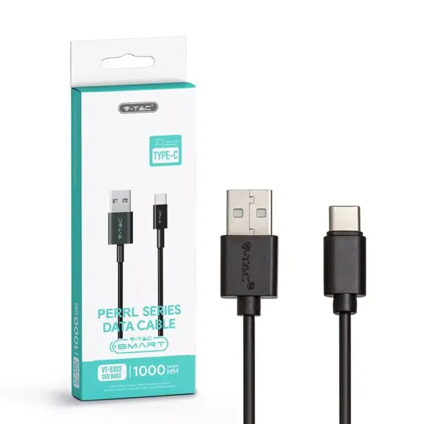 Καλώδιο USB Type C μαύρο 1m Pearl Series V-TAC – 8483