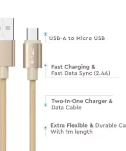 Καλώδιο Micro USB χρυσό 1m Platinum Series V-TAC – 8490