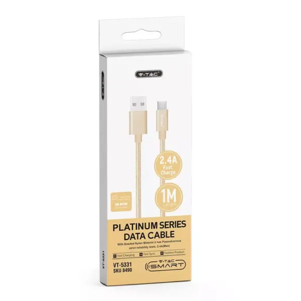 Καλώδιο Micro USB χρυσό 1m Platinum Series V-TAC – 8490