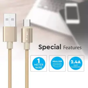 Καλώδιο Micro USB χρυσό 1m Platinum Series V-TAC – 8490