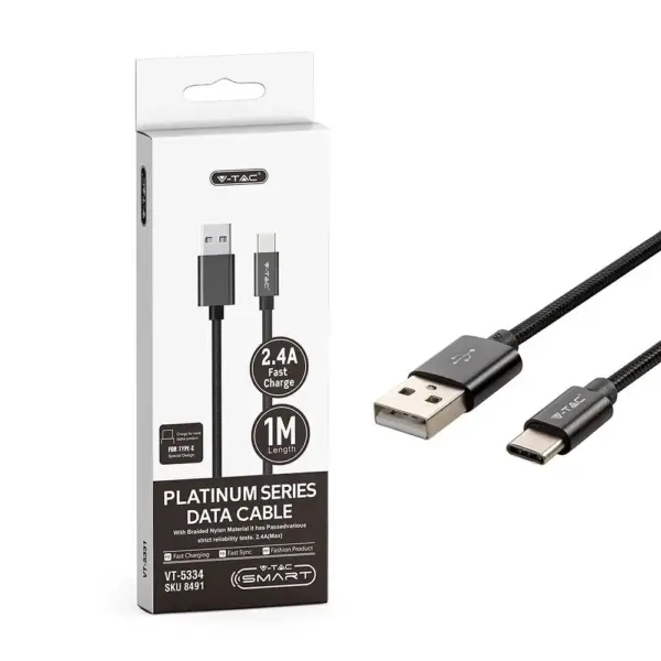 Καλώδιο USB Type C μαύρο 1m Platinum Series V-TAC – 8491