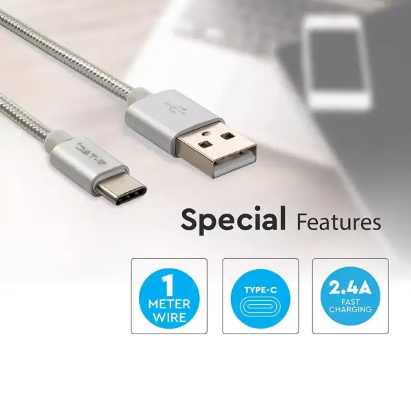Καλώδιο USB Type C ασημί 1m Platinum Series V-TAC – 8492