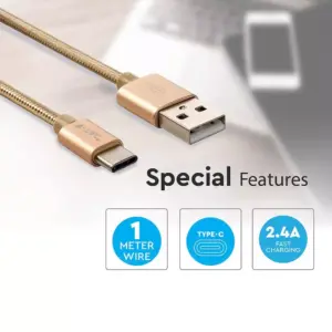Καλώδιο USB Type C χρυσό 1m Platinum Series V-TAC – 8493