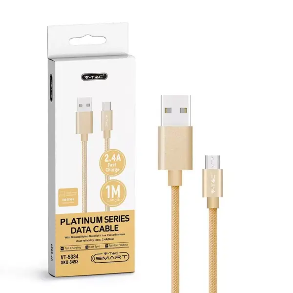 Καλώδιο USB Type C χρυσό 1m Platinum Series V-TAC – 8493