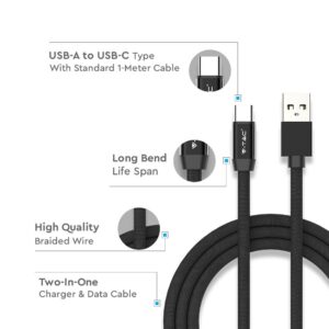 Καλώδιο USB Type C Μαύρο 1m Ruby Series V-TAC – 8498