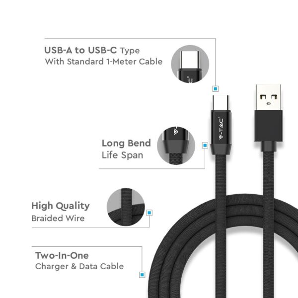 Καλώδιο USB Type C Μαύρο 1m Ruby Series V-TAC – 8498