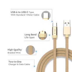 Καλώδιο USB Type C Χρυσό 1m Ruby Series V-TAC – 8499