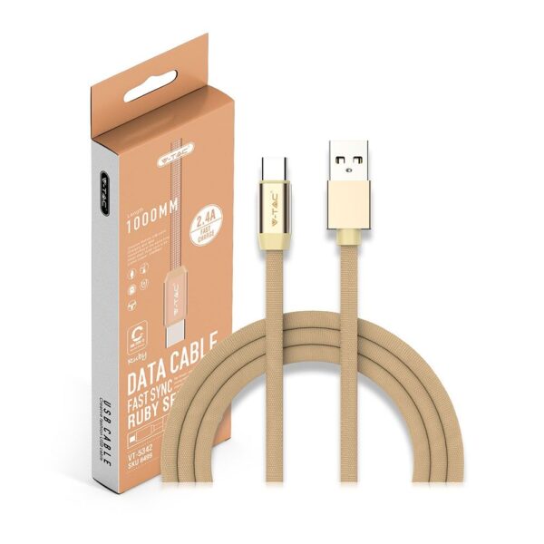 Καλώδιο USB Type C Χρυσό 1m Ruby Series V-TAC – 8499