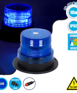 GloboStar® 85152 PRO Series Φάρος Σήμανσης Οχήματος Αστυνομίας για Αυτοκίνητα & Φορτηγά STROBE LED 10W DC 12-24V Αδιάβροχος IP65 Μπλε