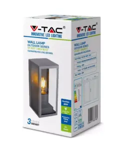 Επιτοίχιο φωτιστικό κήπου E27 IP44 Aluminum + Glass με Μαύρο σώμα V-TAC – 8517