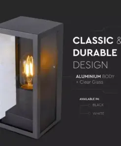 Επιτοίχιο φωτιστικό κήπου E27 IP44 Aluminum + Glass με Μαύρο σώμα V-TAC – 8517