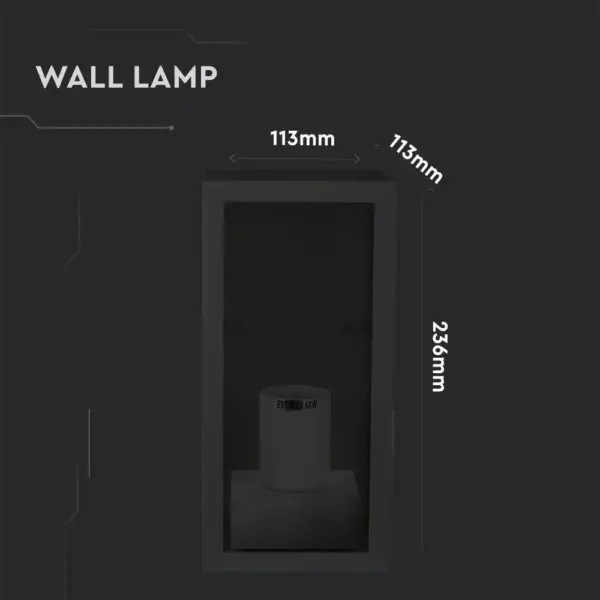 Επιτοίχιο φωτιστικό κήπου E27 IP44 Aluminum + Glass με Μαύρο σώμα V-TAC – 8517