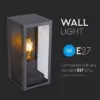 Επιτοίχιο φωτιστικό κήπου E27 IP44 Aluminum + Glass με Μαύρο σώμα V-TAC – 8517