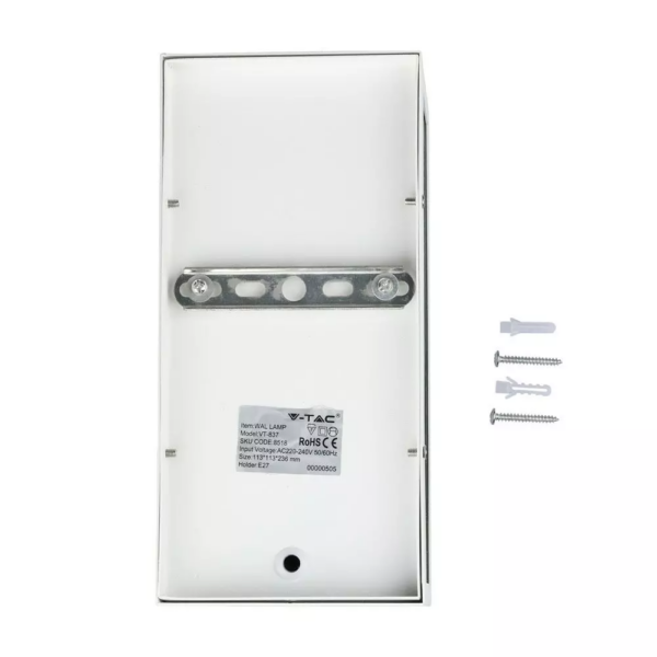 Επιτοίχιο φωτιστικό κήπου E27 IP44 Aluminum + Glass με Λευκό σώμα V-TAC – 8518