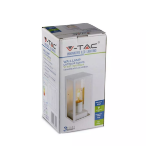 Επιτοίχιο φωτιστικό κήπου E27 IP44 Aluminum + Glass με Λευκό σώμα V-TAC – 8518