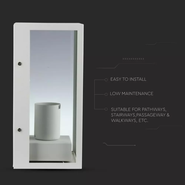 Επιτοίχιο φωτιστικό κήπου E27 IP44 Aluminum + Glass με Λευκό σώμα V-TAC – 8518