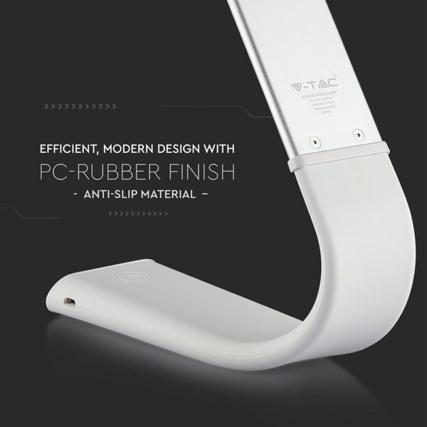 Φορητό Φωτιστικό Γραφείου LED Λευκό 6.5W Dimmable Αφής V-TAC 120° 110lm με Μπαταρία & Εναλλαγή Χρωμάτων Φωτισμού – 8520