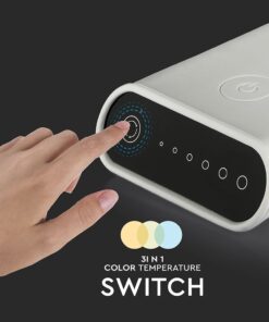 Φορητό Φωτιστικό Γραφείου LED Λευκό 6.5W Dimmable Αφής V-TAC 120° 110lm με Μπαταρία & Εναλλαγή Χρωμάτων Φωτισμού – 8520