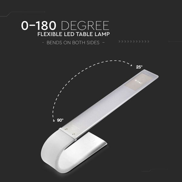 Φορητό Φωτιστικό Γραφείου LED Λευκό 6.5W Dimmable Αφής V-TAC 120° 110lm με Μπαταρία & Εναλλαγή Χρωμάτων Φωτισμού – 8520