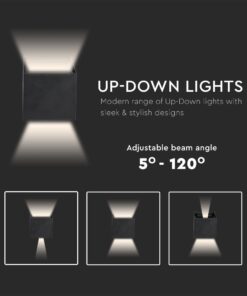 Επιτοίχιο Φωτιστικό Up-Down LED 11W V-TAC Μαύρο ΙP65 Θερμό Λευκό 3000K -218529