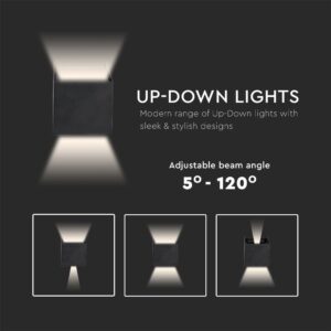 Επιτοίχιο Φωτιστικό Up-Down LED 11W V-TAC Μαύρο ΙP65 Θερμό Λευκό 3000K -218529