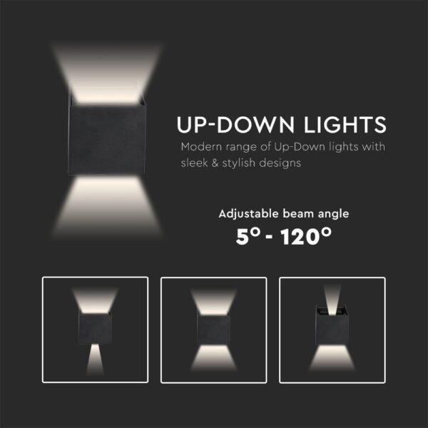 Επιτοίχιο Φωτιστικό Up-Down LED 11W V-TAC Μαύρο ΙP65 Θερμό Λευκό 3000K -218529