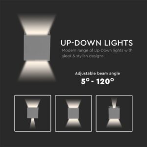 Επιτοίχιο Φωτιστικό Up-Down LED Γκρι ΙP65 Αλουμίνιο V-TAC 11W 4000K Φυσικό – 218532