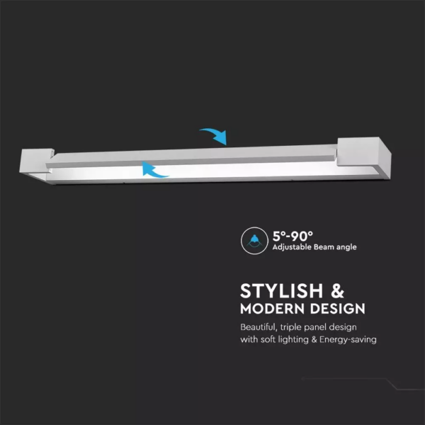 LED Απλίκα Γραμμική 16W Αρχιτεκτονικού Φωτισμού Λευκή V-TAC IP44 Περιστρεφόμενη Θερμό 3000K – 218533