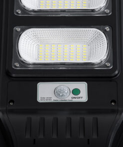 GloboStar® STREETA 85344 Professional LED Solar Street Light Αυτόνομο Ηλιακό Φωτιστικό Δρόμου 120W 1200lm 192 x LED SMD 5730 με Ενσωματωμένο Φωτοβολταϊκό Panel 6V 15W & Επαναφορτιζόμενη Μπαταρία Li-ion 3.2V 15000mAh με Αισθητήρα Ημέρας-Νύχτας & PIR Αισθητήρα Κίνησης – Αδιάβροχο IP65 – Ψυχρό Λευκό 6000K – Μ24 x Π6 x Υ73cm – 2 Years Warranty