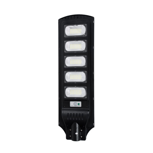 GloboStar® STREETA 85345 Professional LED Solar Street Light Αυτόνομο Ηλιακό Φωτιστικό Δρόμου 150W 1500lm 240 x LED SMD 5730 με Ενσωματωμένο Φωτοβολταϊκό Panel 6V 18W & Επαναφορτιζόμενη Μπαταρία Li-ion 3.2V 20000mAh με Αισθητήρα Ημέρας-Νύχτας & PIR Αισθητήρα Κίνησης – Αδιάβροχο IP65 – Ψυχρό Λευκό 6000K – Μ25 x Π6 x Υ83cm – 2 Years Warranty