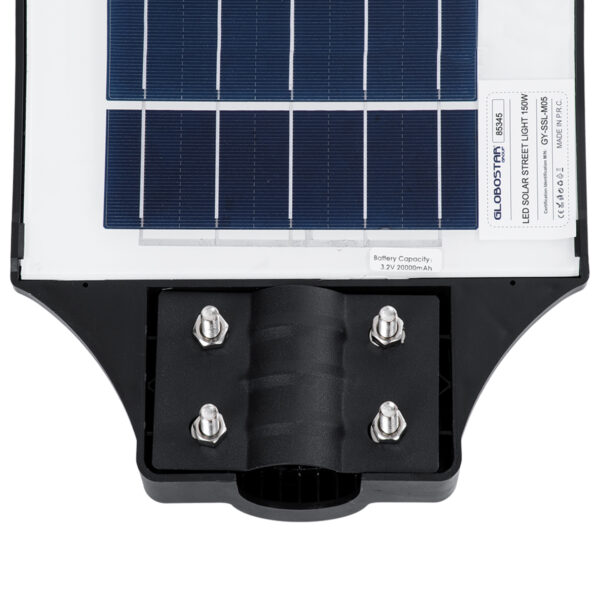 GloboStar® STREETA 85345 Professional LED Solar Street Light Αυτόνομο Ηλιακό Φωτιστικό Δρόμου 150W 1500lm 240 x LED SMD 5730 με Ενσωματωμένο Φωτοβολταϊκό Panel 6V 18W & Επαναφορτιζόμενη Μπαταρία Li-ion 3.2V 20000mAh με Αισθητήρα Ημέρας-Νύχτας & PIR Αισθητήρα Κίνησης – Αδιάβροχο IP65 – Ψυχρό Λευκό 6000K – Μ25 x Π6 x Υ83cm – 2 Years Warranty