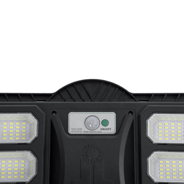 GloboStar® STREETO 85349 Professional LED Solar Street Light Αυτόνομο Ηλιακό Φωτιστικό Δρόμου 300W 2000lm 600 x LED SMD 5730 με Ενσωματωμένο Φωτοβολταϊκό Panel 6V 20W & Επαναφορτιζόμενη Μπαταρία Li-ion 3.2V 20000mAh με Αισθητήρα Ημέρας-Νύχτας & PIR Αισθητήρα Κίνησης – Αδιάβροχο IP65 – Ψυχρό Λευκό 6000K – Μ82 x Π6 x Υ35cm – 2 Years Warranty