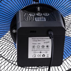 GloboStar® SOLARO-FAN 85351 Solar Fan Αυτόνομος Ηλιακός Επιδαπέδιος Ανεμιστήρας 25W 2 Λειτουργιών Ρεύματος με AC 220-240V ή με Φωτοβολταϊκό Panel 9V 12W & Επαναφορτιζόμενη Μπαταρία Li-ion 7.4V 4400mAh – 12 Ταχύτητες – Ενσωματωμένο USB 2.0 Charger Συσκευών – IP20 – Μ42 x Π20 x Υ35cm – Μαύρο & Μπλε – 2 Years Warranty