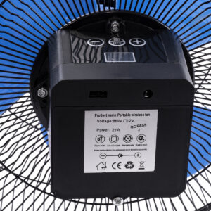 GloboStar® SOLARO-FAN 85351 Solar Fan Αυτόνομος Ηλιακός Επιδαπέδιος Ανεμιστήρας 25W 2 Λειτουργιών Ρεύματος με AC 220-240V ή με Φωτοβολταϊκό Panel 9V 12W & Επαναφορτιζόμενη Μπαταρία Li-ion 7.4V 4400mAh – 12 Ταχύτητες – Ενσωματωμένο USB 2.0 Charger Συσκευών – IP20 – Μ42 x Π20 x Υ35cm – Μαύρο & Μπλε – 2 Years Warranty