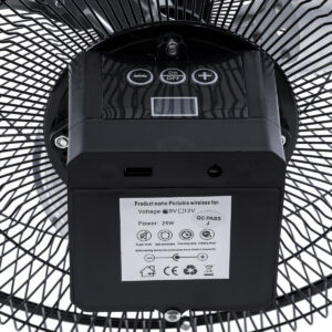 GloboStar® SOLARO-FAN 85352 Solar Fan Αυτόνομος Ηλιακός Επιδαπέδιος Ανεμιστήρας 25W 2 Λειτουργιών Ρεύματος με AC 220-240V ή με Φωτοβολταϊκό Panel 9V 12W & Επαναφορτιζόμενη Μπαταρία Li-ion 7.4V 4400mAh – 12 Ταχύτητες – Ενσωματωμένο USB 2.0 Charger Συσκευών – IP20 – Μ42 x Π20 x Υ35cm – Μαύρο & Ασημί – 2 Years Warranty