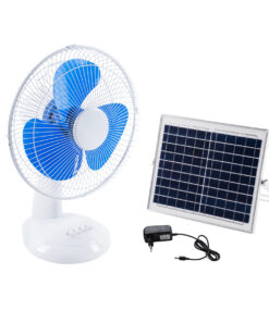 GloboStar® SOLARI-FAN 85353 Solar Fan Αυτόνομος Ηλιακός Επιτραπέζιος Ανεμιστήρας 25W 2 Λειτουργιών Ρεύματος με AC 220-240V ή με Φωτοβολταϊκό Panel 9V 12W & Επαναφορτιζόμενη Μπαταρία Li-ion 7.4V 4400mAh – 3 Ταχύτητες – IP20 – Μ24 x Π36 x Υ49cm – Λευκό & Μπλε – 2 Years Warranty