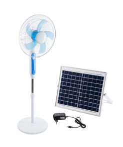 GloboStar® SOLARA-FAN 85355 Solar Fan Αυτόνομος Ηλιακός Επιδαπέδιος Ανεμιστήρας 25W 2 Λειτουργιών Ρεύματος με AC 220-240V ή με Φωτοβολταϊκό Panel 9V 12W & Επαναφορτιζόμενη Μπαταρία Li-ion 7.4V 4400mAh – 3 Ταχύτητες – Ενσωματωμένο USB 2.0 Charger Συσκευών – IP20 – Μ44 x Π37.5 x Υ132cm – Λευκό & Μπλε – 2 Years Warranty