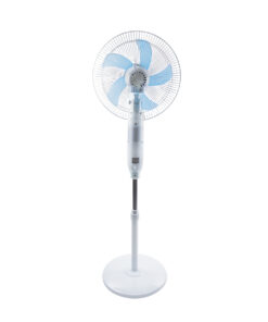 GloboStar® SOLARA-FAN 85355 Solar Fan Αυτόνομος Ηλιακός Επιδαπέδιος Ανεμιστήρας 25W 2 Λειτουργιών Ρεύματος με AC 220-240V ή με Φωτοβολταϊκό Panel 9V 12W & Επαναφορτιζόμενη Μπαταρία Li-ion 7.4V 4400mAh – 3 Ταχύτητες – Ενσωματωμένο USB 2.0 Charger Συσκευών – IP20 – Μ44 x Π37.5 x Υ132cm – Λευκό & Μπλε – 2 Years Warranty