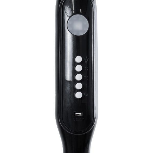 GloboStar® SOLARA-FAN 85356 Solar Fan Αυτόνομος Ηλιακός Επιδαπέδιος Ανεμιστήρας 25W 2 Λειτουργιών Ρεύματος με AC 220-240V ή με Φωτοβολταϊκό Panel 9V 12W & Επαναφορτιζόμενη Μπαταρία Li-ion 7.4V 4400mAh – 3 Ταχύτητες – Ενσωματωμένο USB 2.0 Charger Συσκευών – IP20 – Μ44 x Π37.5 x Υ132cm – Μαύρο – 2 Years Warranty