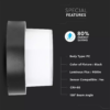 LED αδιάβροχη απλίκα 12W IP65 3000K Θερμό λευκό Μαύρο σώμα στρογγυλή V-TAC – 8541